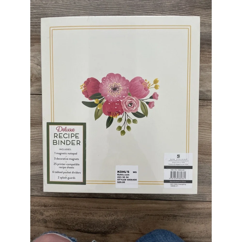 New Seasons Deluxe Recipe Binder Set Floral Magnets Cards Dividers 5806400